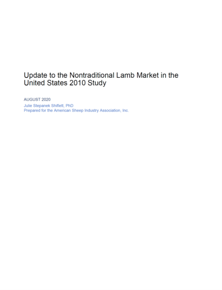Update to the Nontraditional Lamb Market Study PDF