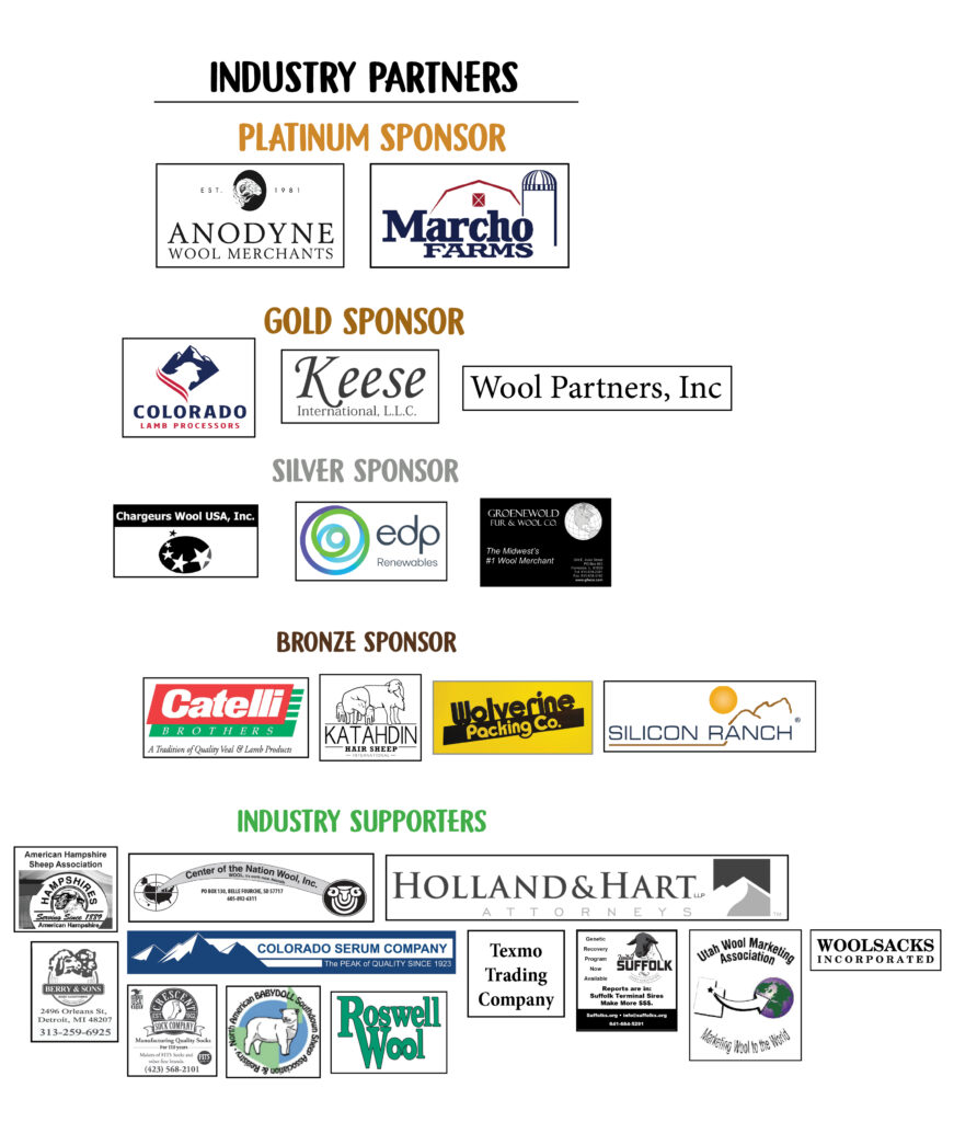 A list of industry partner logos - with platinum sponsors at the top followed by gold, silver, bronze, and industry supporters.